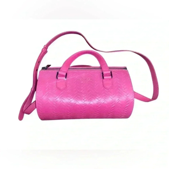 MELI MELO Vera Woven Leather Duffel Satchel In Magenta - Picture 3 of 12